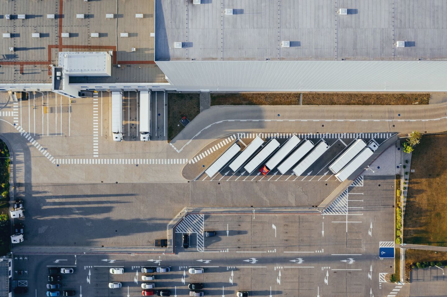 Aerial view of a logistics corridor