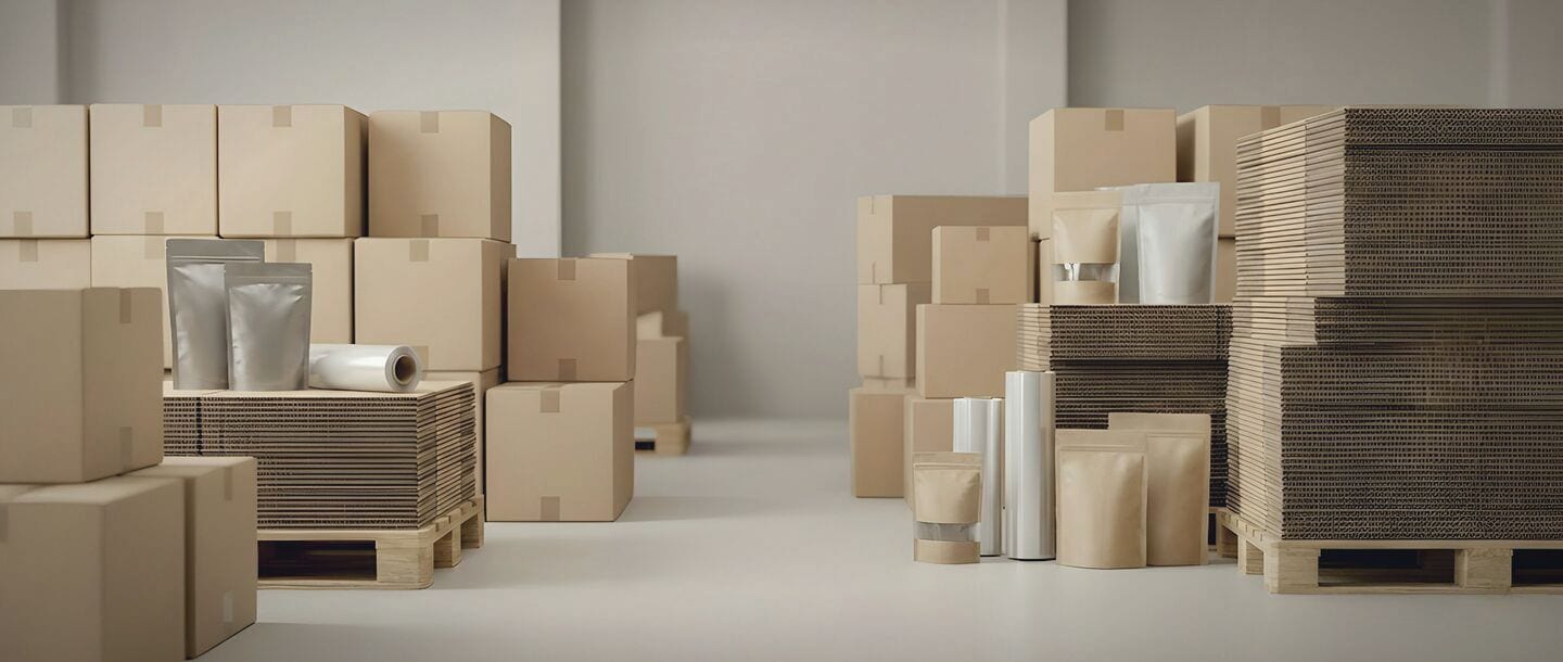 Packing bench preparing e-commerce orders