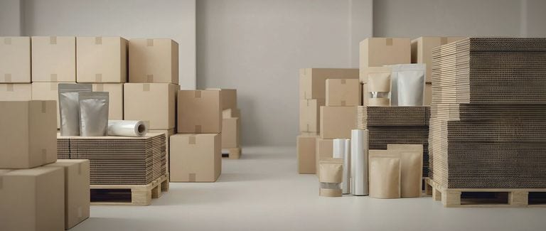 Packing bench preparing retail orders